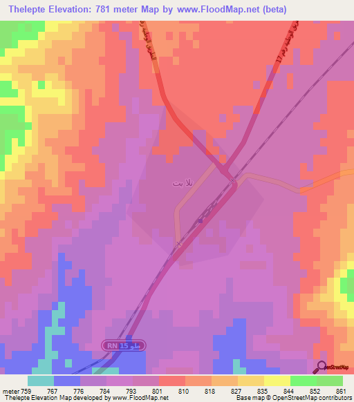 Thelepte,Tunisia Elevation Map