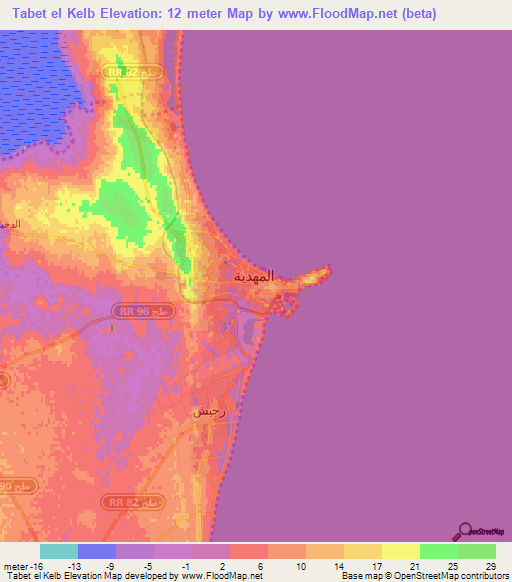 Tabet el Kelb,Tunisia Elevation Map