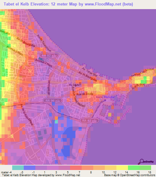 Tabet el Kelb,Tunisia Elevation Map