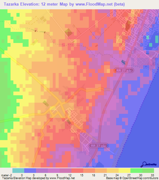 Tazarka,Tunisia Elevation Map