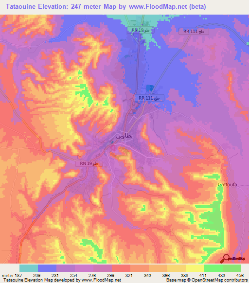 Tataouine,Tunisia Elevation Map