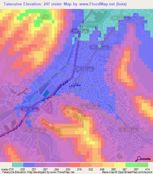 Tataouine,Tunisia Elevation Map