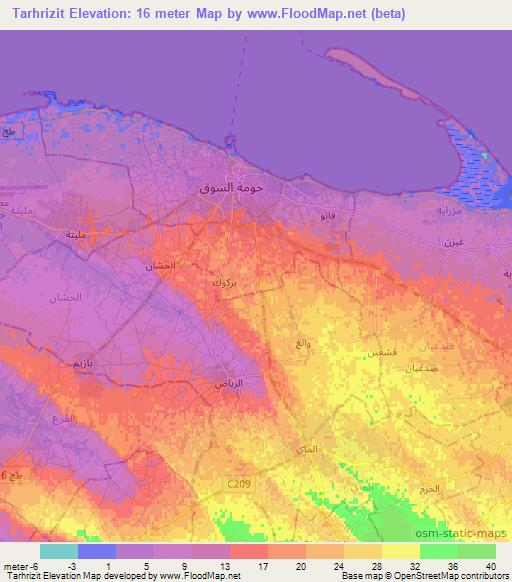 Tarhrizit,Tunisia Elevation Map