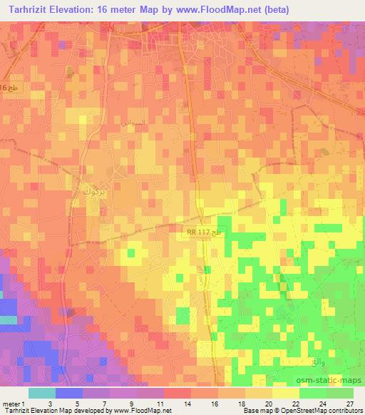 Tarhrizit,Tunisia Elevation Map