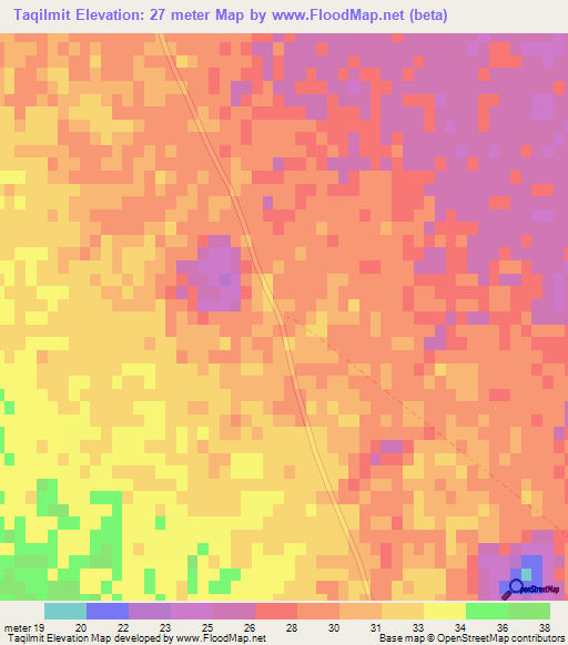 Taqilmit,Tunisia Elevation Map