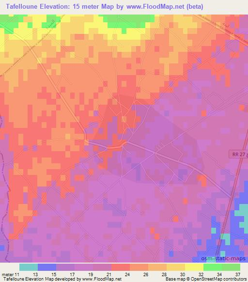 Tafelloune,Tunisia Elevation Map