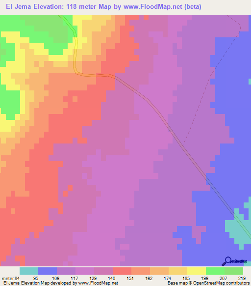 El Jema,Tunisia Elevation Map