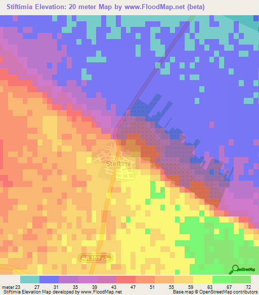 Stiftimia,Tunisia Elevation Map