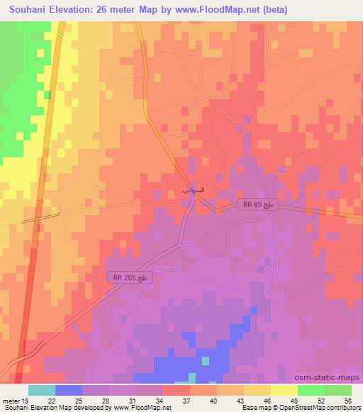 Souhani,Tunisia Elevation Map