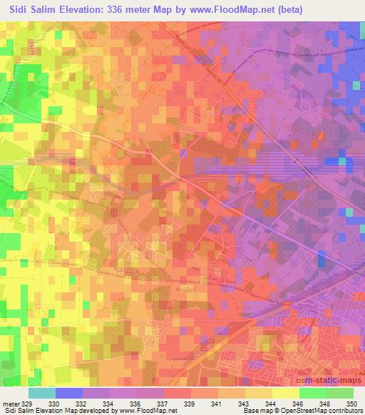 Sidi Salim,Tunisia Elevation Map