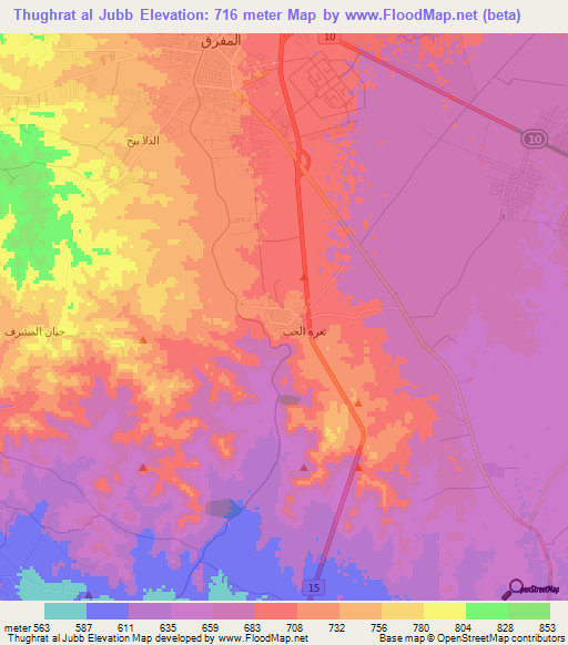 Thughrat al Jubb,Jordan Elevation Map