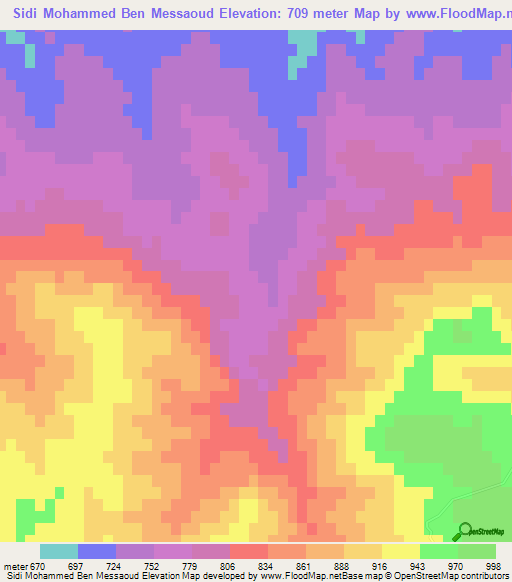 Sidi Mohammed Ben Messaoud,Tunisia Elevation Map