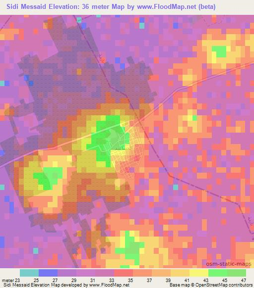 Sidi Messaid,Tunisia Elevation Map