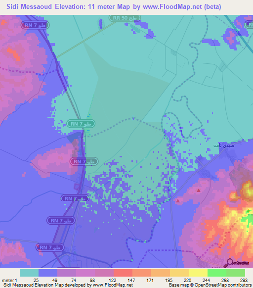 Sidi Messaoud,Tunisia Elevation Map