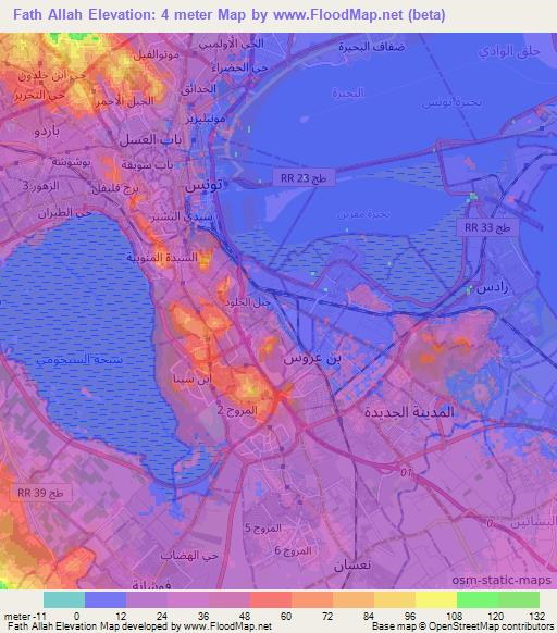 Fath Allah,Tunisia Elevation Map