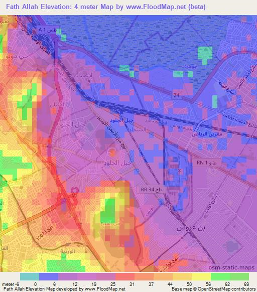 Fath Allah,Tunisia Elevation Map