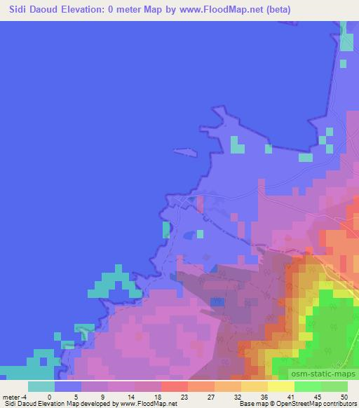 Sidi Daoud,Tunisia Elevation Map