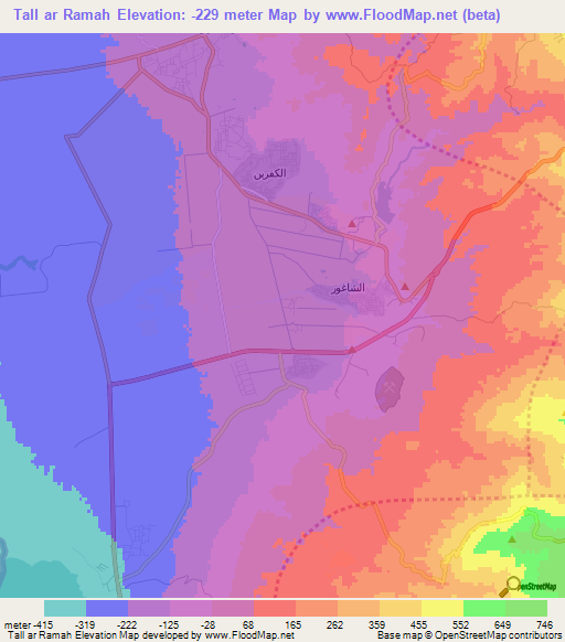 Tall ar Ramah,Jordan Elevation Map