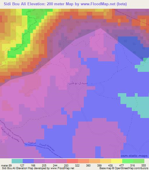 Sidi Bou Ali,Tunisia Elevation Map