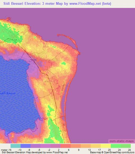 Sidi Bessari,Tunisia Elevation Map