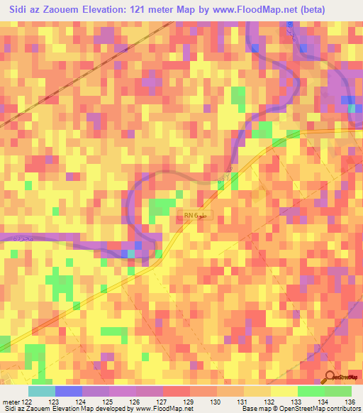 Sidi az Zaouem,Tunisia Elevation Map