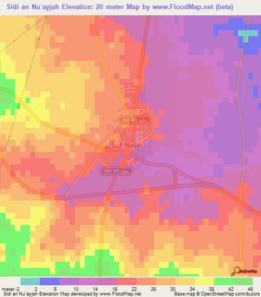 Sidi an Nu`ayjah,Tunisia Elevation Map