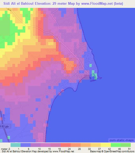 Sidi Ali el Bahioul,Tunisia Elevation Map