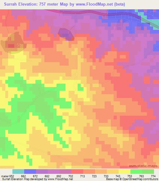 Surrah,Jordan Elevation Map
