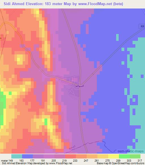 Sidi Ahmed,Tunisia Elevation Map