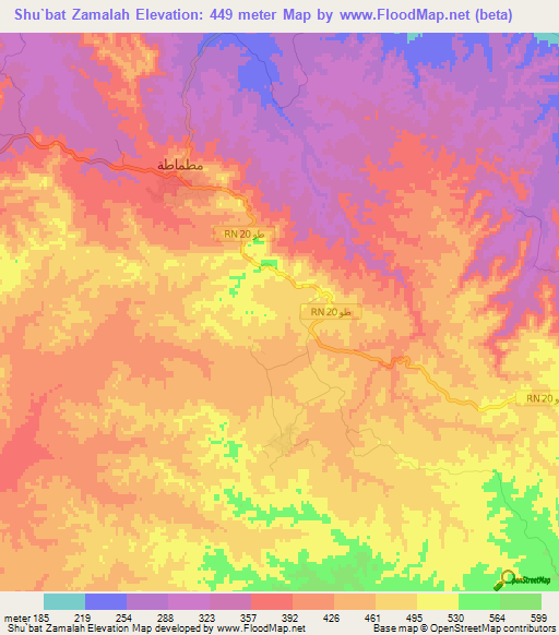 Shu`bat Zamalah,Tunisia Elevation Map