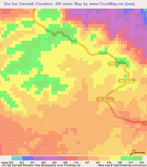 Shu`bat Zamalah,Tunisia Elevation Map