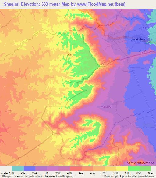 Shaqimi,Tunisia Elevation Map