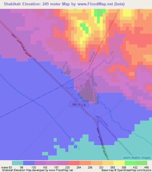 Shabikah,Tunisia Elevation Map