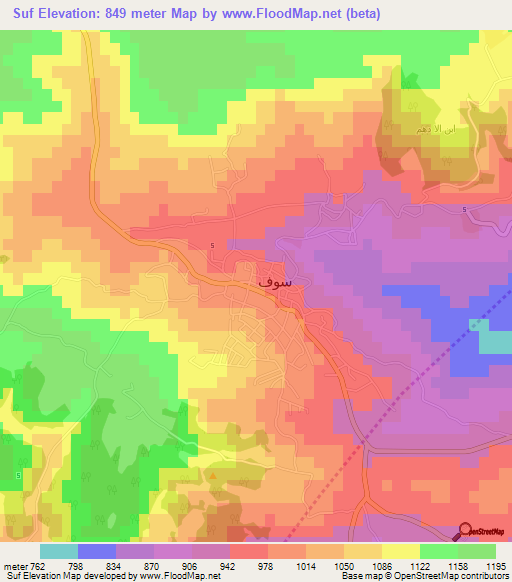 Suf,Jordan Elevation Map