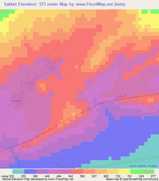 Sakket,Tunisia Elevation Map