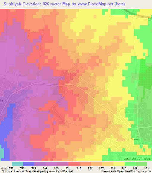 Subhiyah,Jordan Elevation Map