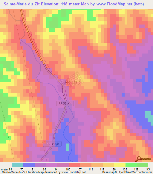 Sainte-Marie du Zit,Tunisia Elevation Map