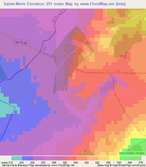 Sainte-Marie,Tunisia Elevation Map