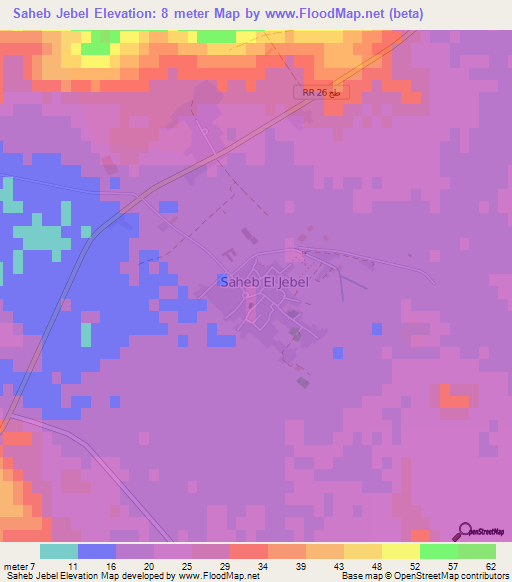 Saheb Jebel,Tunisia Elevation Map
