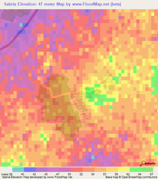 Sabria,Tunisia Elevation Map