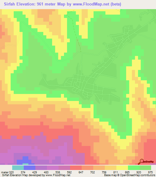 Sirfah,Jordan Elevation Map