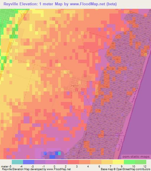 Reyville,Tunisia Elevation Map
