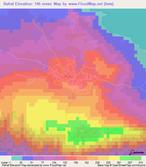 Rafraf,Tunisia Elevation Map