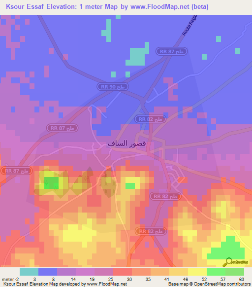 Ksour Essaf,Tunisia Elevation Map