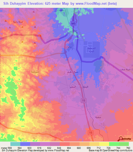 Sih Duhayyim,Jordan Elevation Map