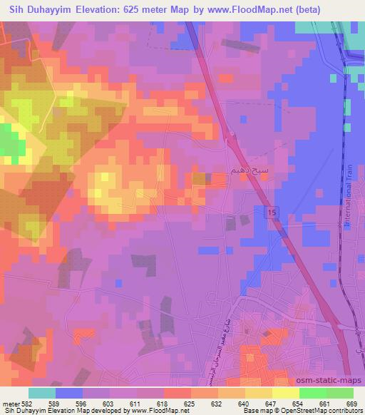 Sih Duhayyim,Jordan Elevation Map