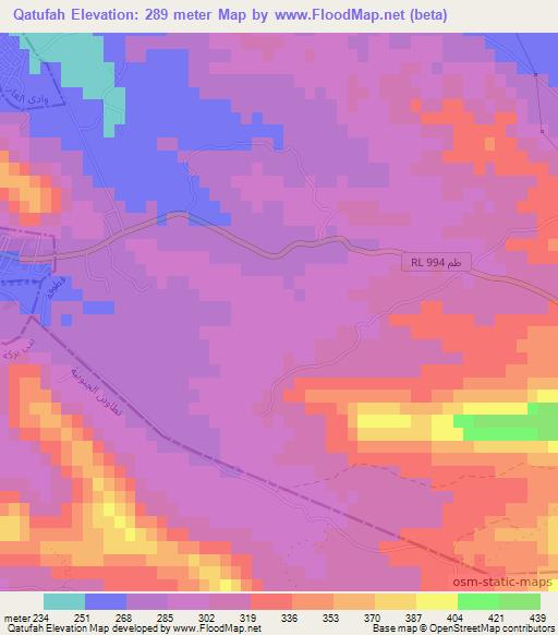 Qatufah,Tunisia Elevation Map