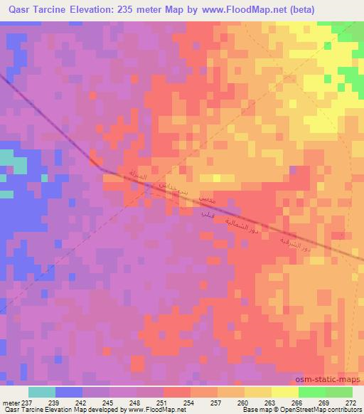 Qasr Tarcine,Tunisia Elevation Map