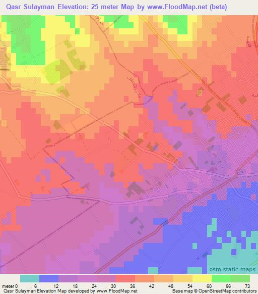 Qasr Sulayman,Tunisia Elevation Map