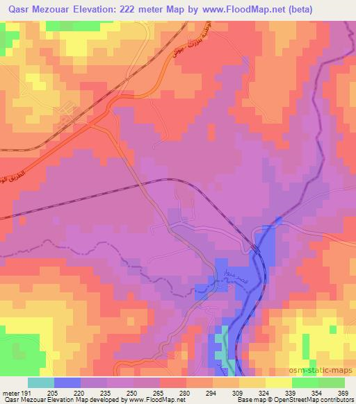 Qasr Mezouar,Tunisia Elevation Map